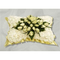 With Sympathy Flowers - Cream Carnation Based Pillow 18inch